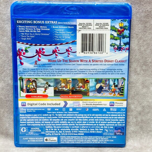 Disney Mickeys Christmas Carol (Blu-Ray, DVD, Digital 2018) New - Picture 2 of 8